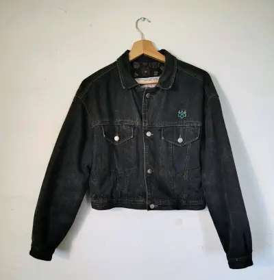 Chaqueta de mezclilla negra vintage - miniatura 1