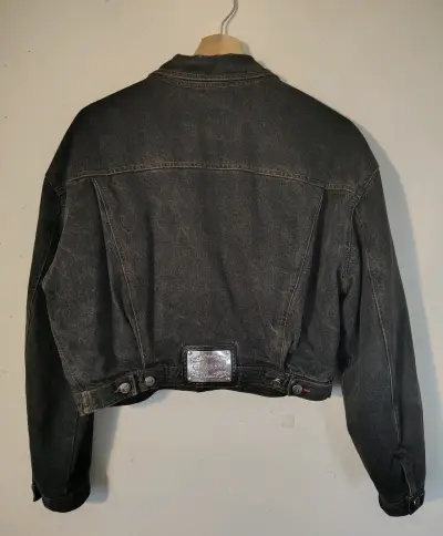 Chaqueta de mezclilla negra vintage - miniatura 4