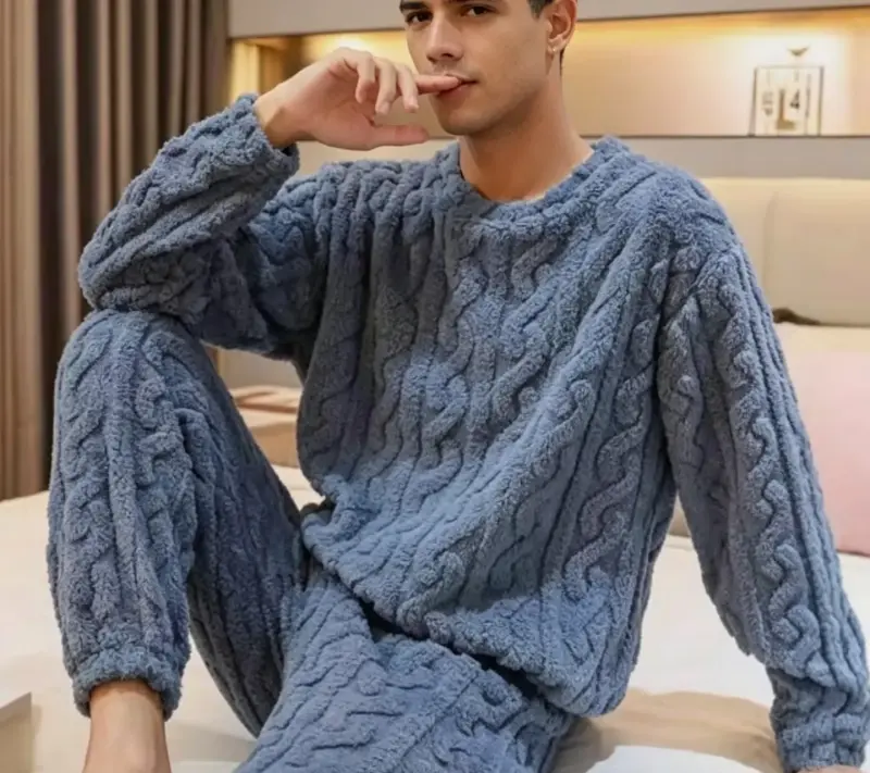 Pijama de felpa azul para hombre talla XL XXL - 1