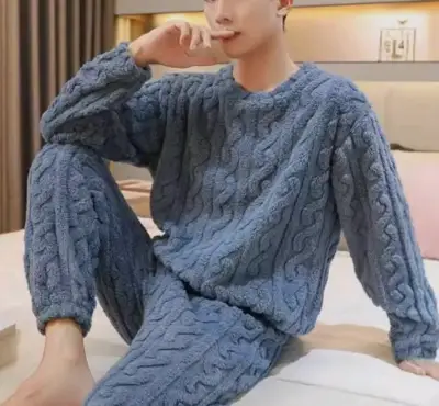 Pijama de felpa azul para hombre talla XL XXL - miniatura 4