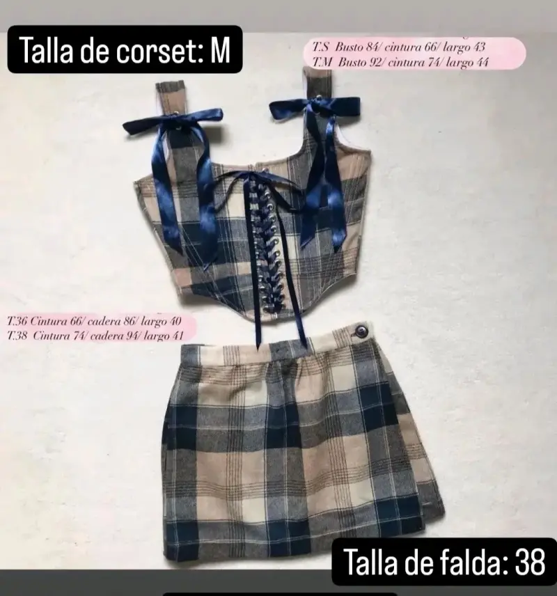 Conjunto corset y falda a cuadros