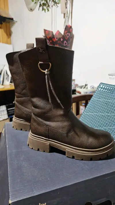 Botas de cuero marrón colloki - miniatura 1
