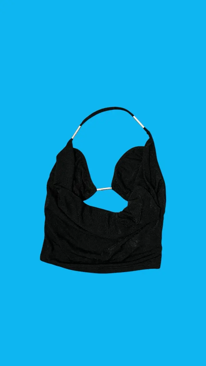 Top negro con tirantes metálicos - 1
