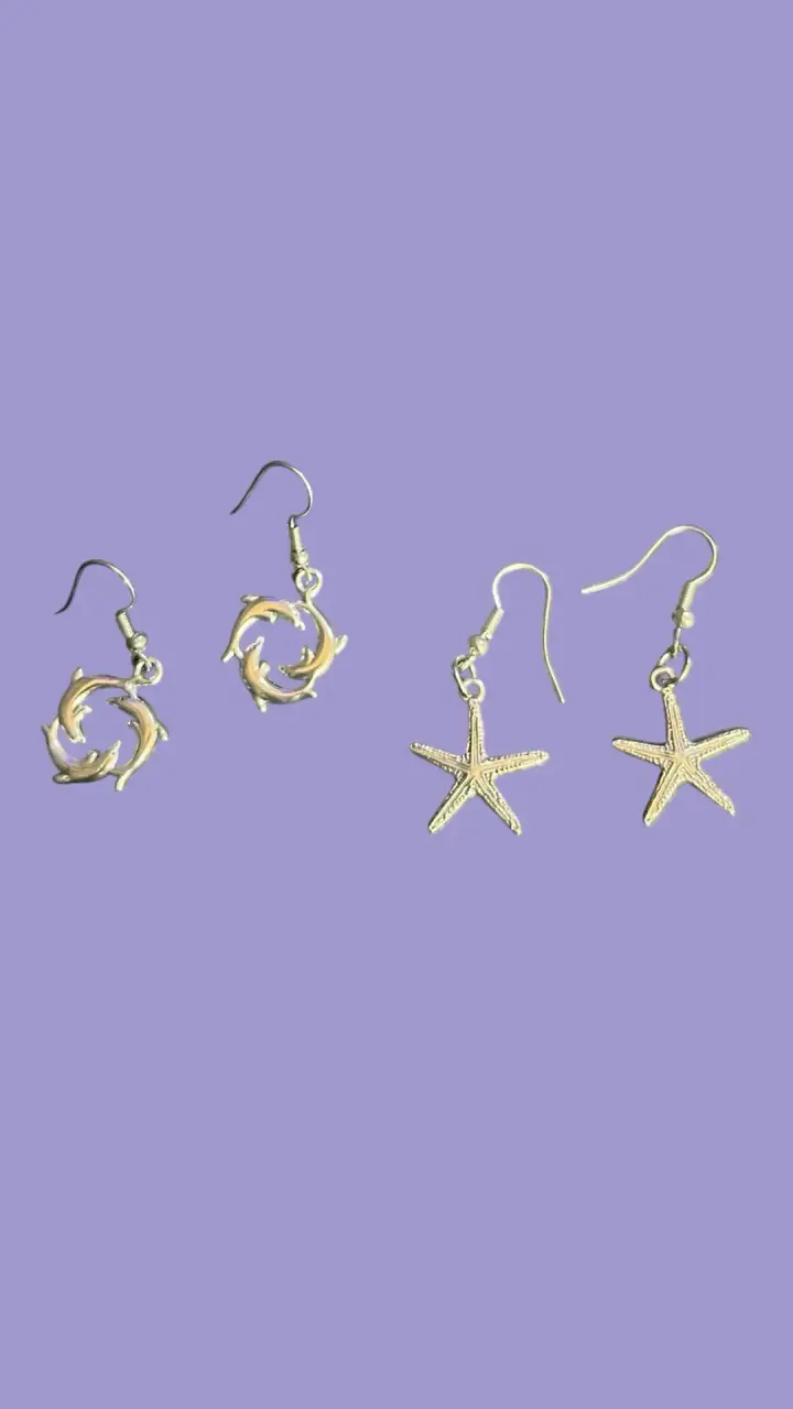 Pendientes diseño delfín y estrella