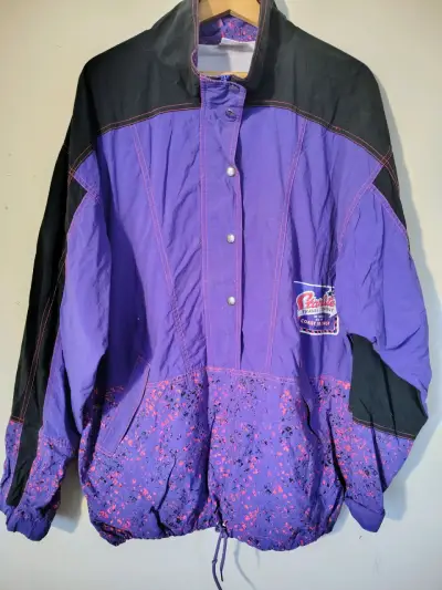 Chaqueta vintage morada y negra - miniatura 1