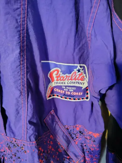 Chaqueta vintage morada y negra - miniatura 2