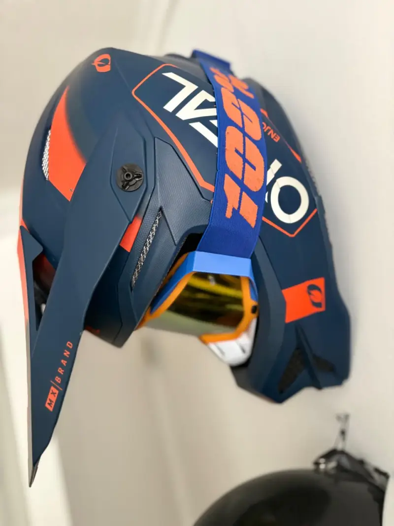 Casco motocross azul y naranja - 1