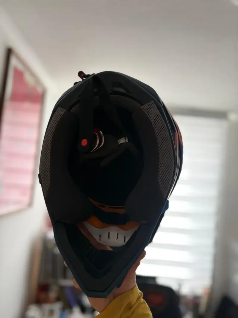 Casco motocross azul y naranja - 3