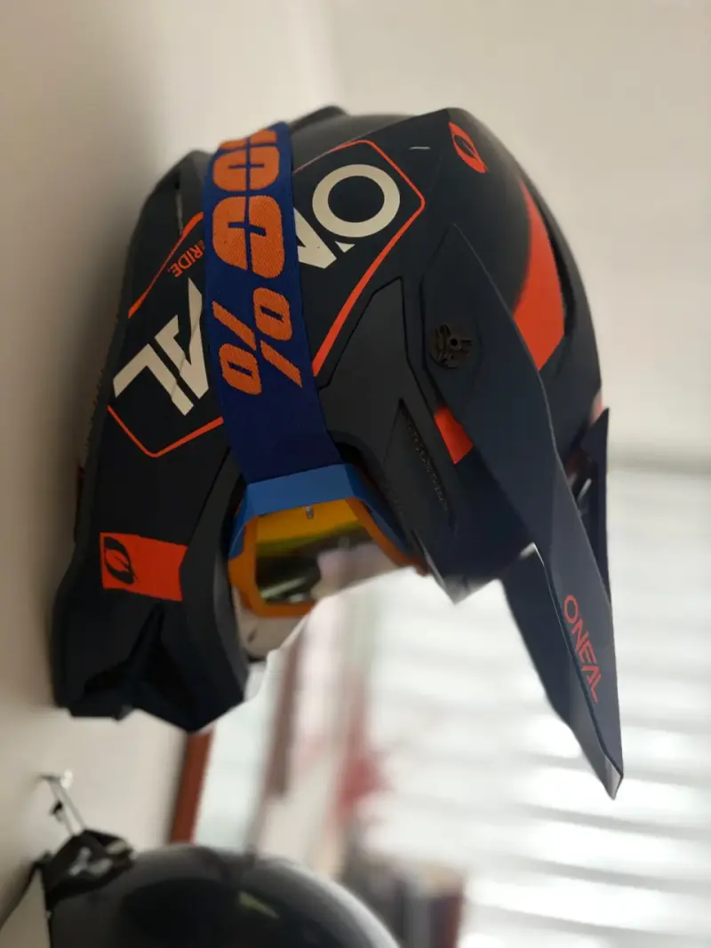 Casco motocross azul y naranja - 4