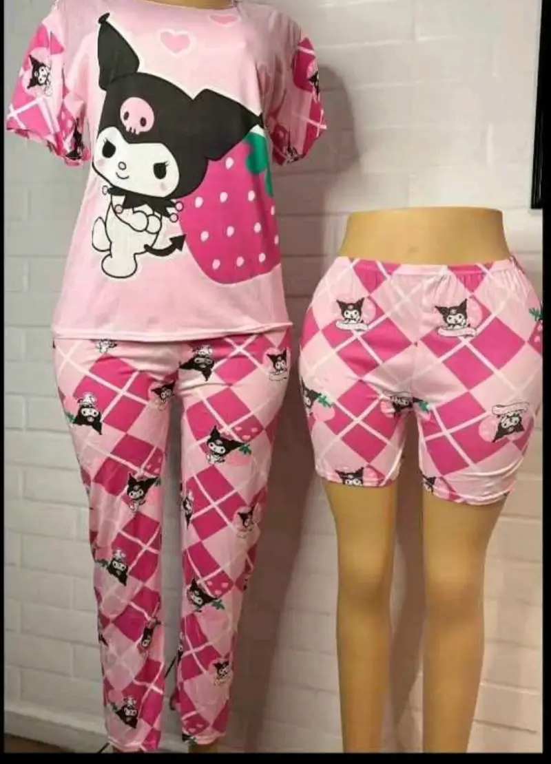 Pijama rosa con estampado talla M/L - 1