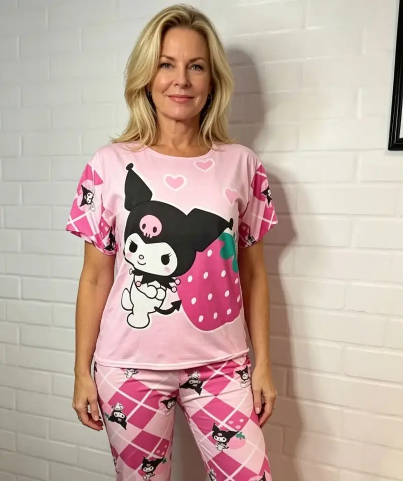 Pijama rosa con estampado talla M/L - 3