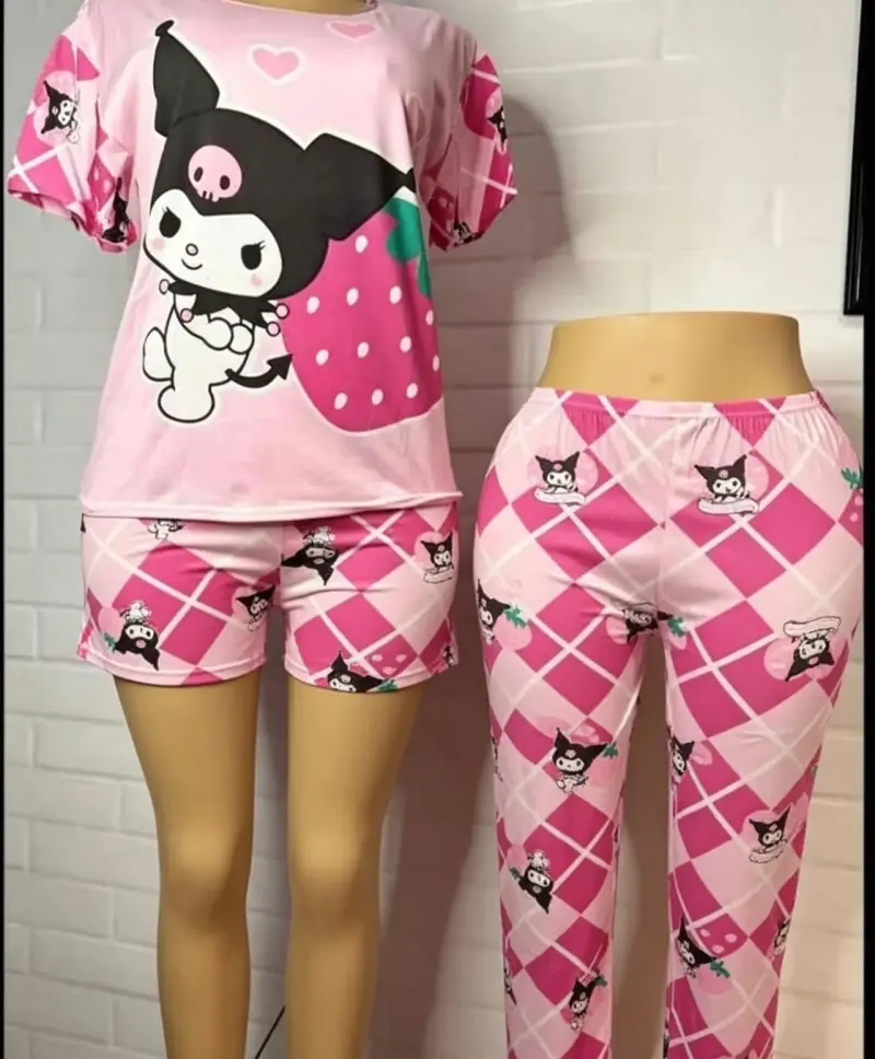 Pijama rosa con estampado talla M/L - 4