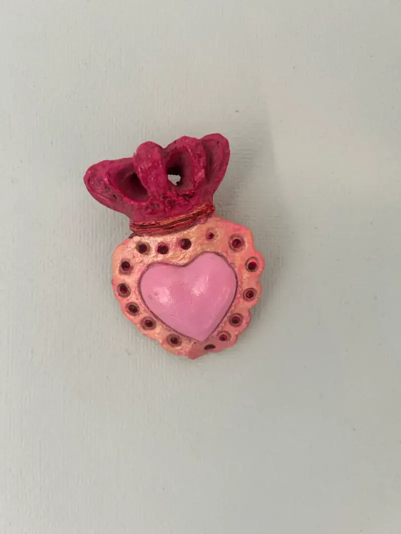 Adorno corazón rojo y rosa