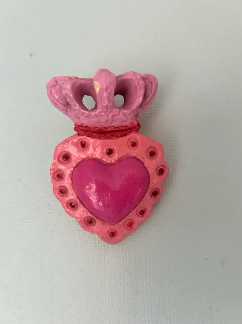 Adorno corazón rojo y rosa - 3