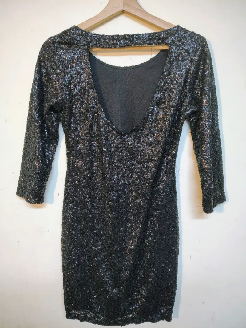 Vestido corto de lentejuelas negro - 2