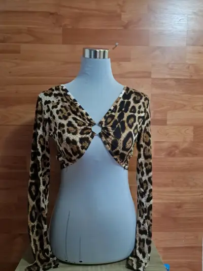 Top animal print manga larga - miniatura 1