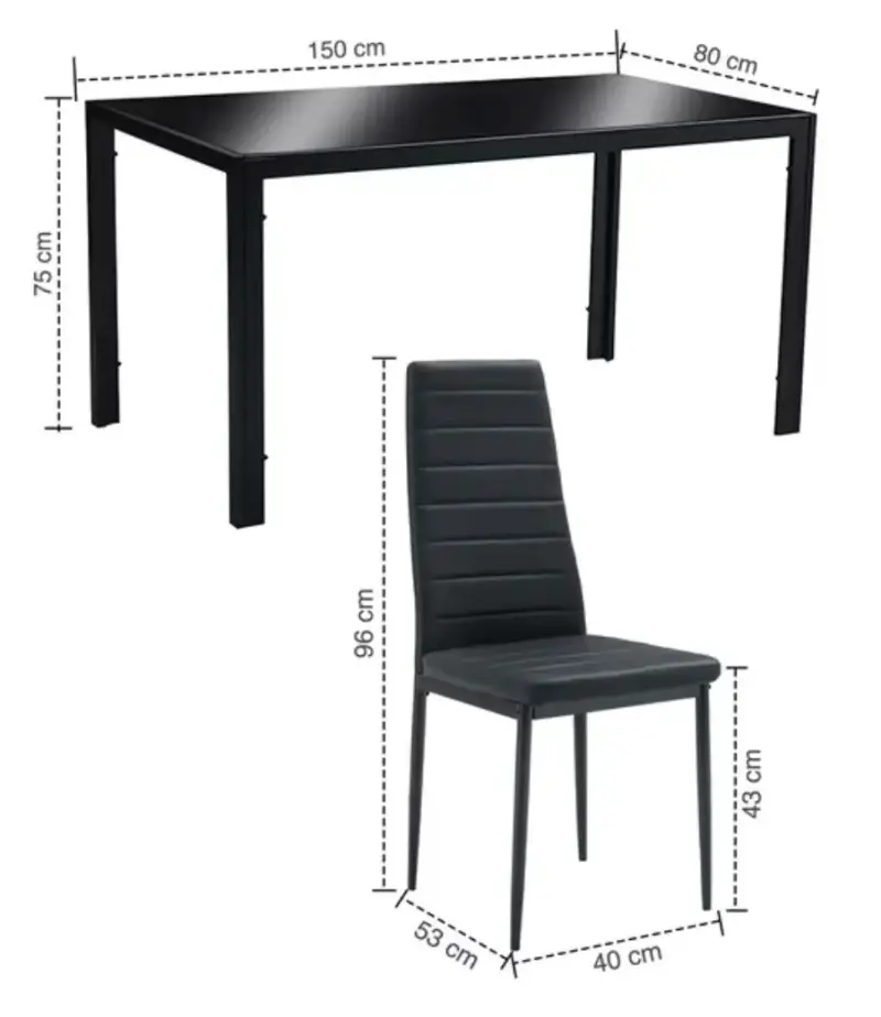 Conjunto comedor negro 6 sillas - 3