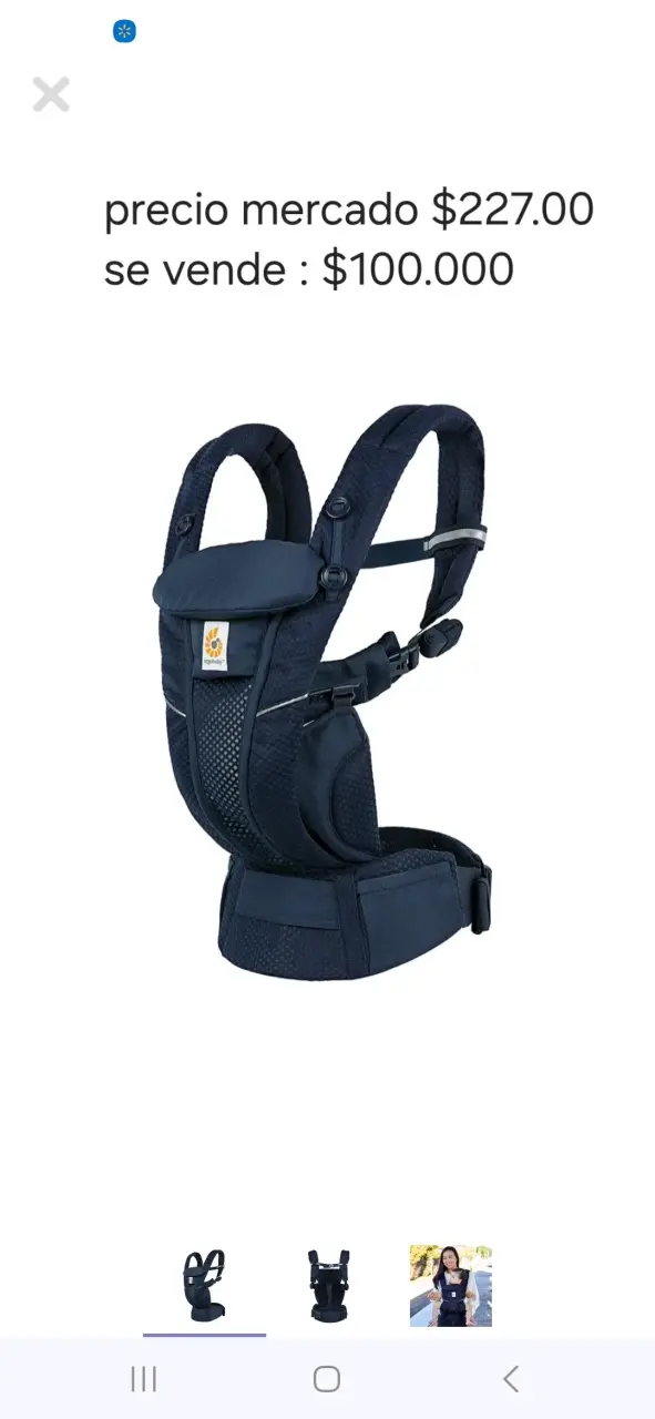 Mochila porta bebé azul ergonómica - 1
