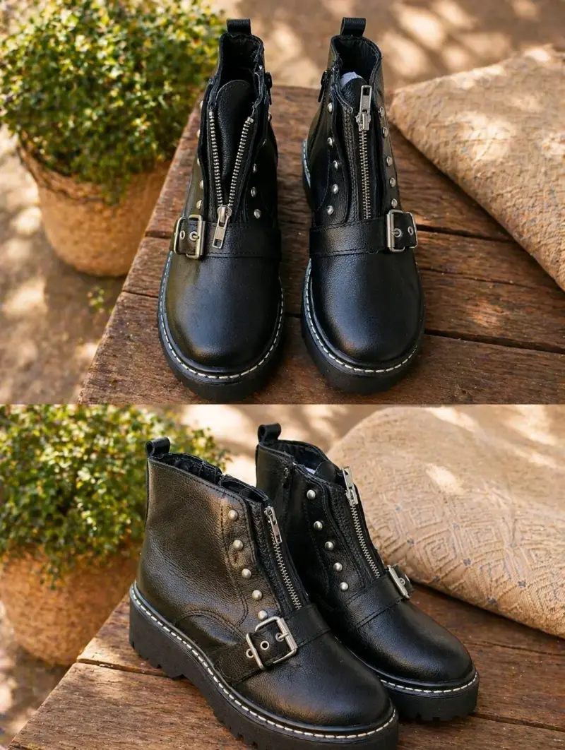 Botines negros con cierre y tachas - 2