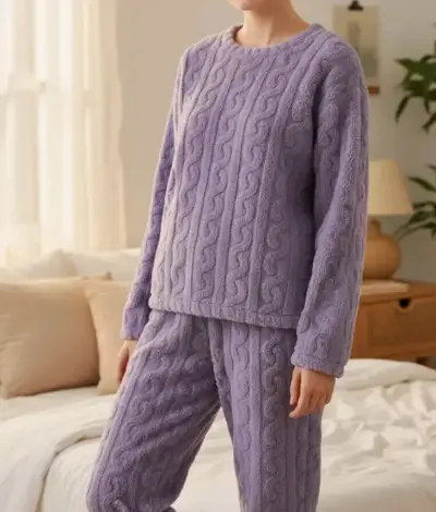 Pijama de felpa morado talla M/L - miniatura 1