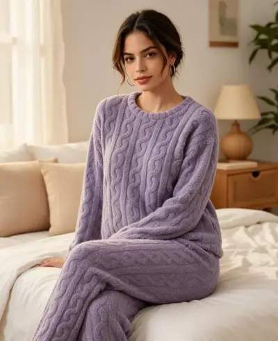 Pijama de felpa morado talla M/L - miniatura 2