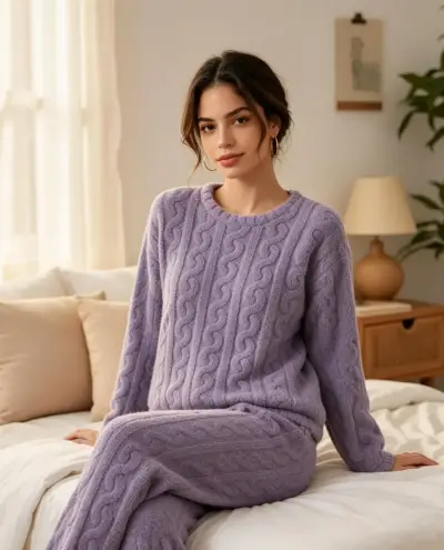 Pijama de felpa morado talla M/L - miniatura 4