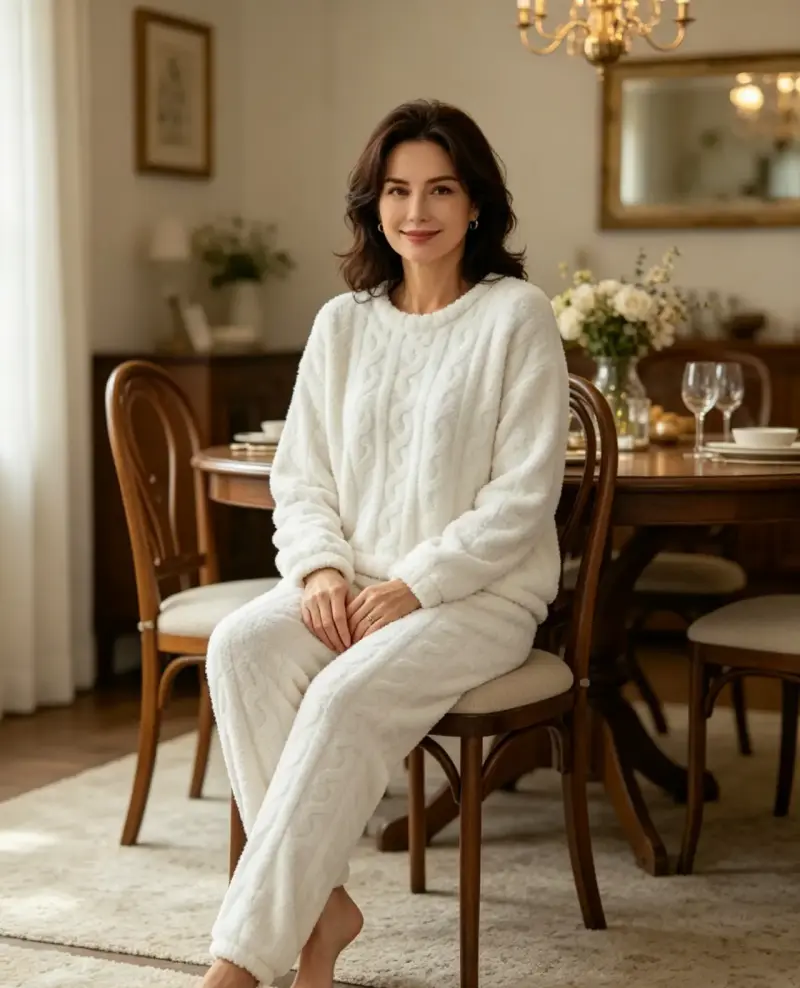 Pijama blanco de lana talla M/L - 3