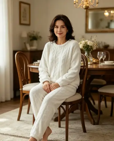 Pijama blanco de lana talla M/L - miniatura 3