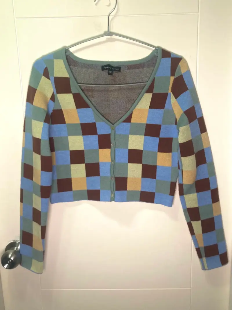 Cardigan crop cuadros multicolor Pacsun - 3