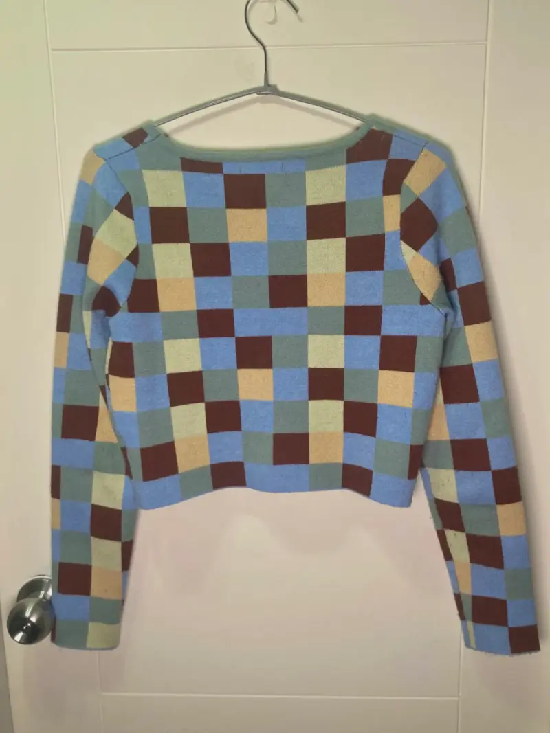 Cardigan crop cuadros multicolor Pacsun - 4