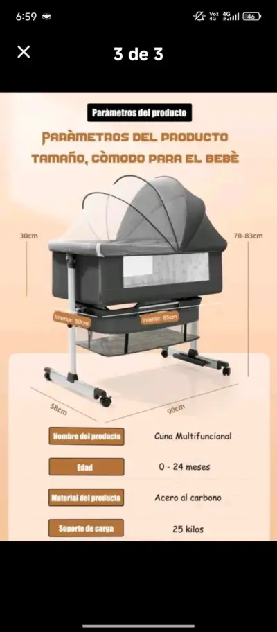 Cuna Multifuncional para Bebé - miniatura 1