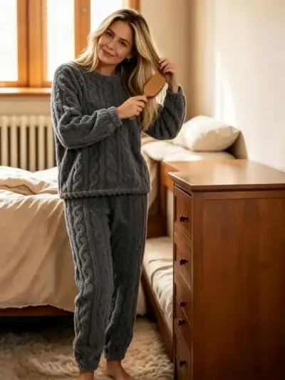 Conjunto trenzado gris para mujer talla M/L - miniatura 2