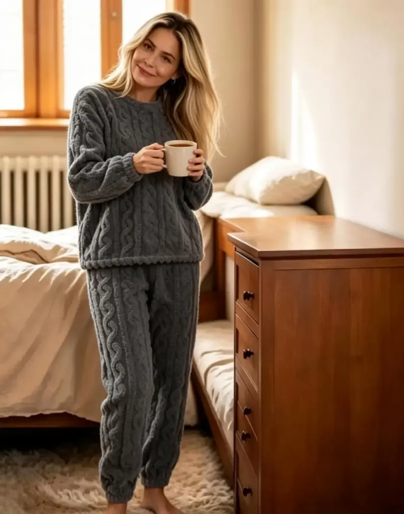 Conjunto trenzado gris para mujer talla M/L - 3