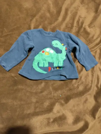 Polera azul con dinosaurio infantil - miniatura 1