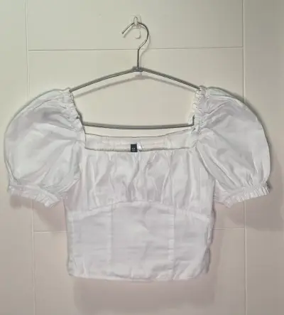 Top blanco mangas aglobadas H&M - miniatura 3