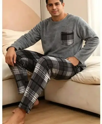 Pijama hombre gris y negro talla M - miniatura 2
