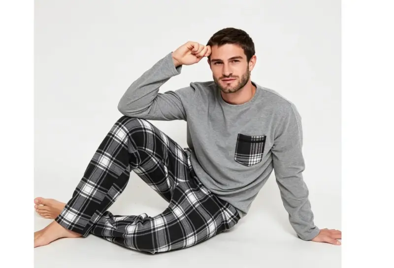 Pijama hombre gris y negro talla M - 3