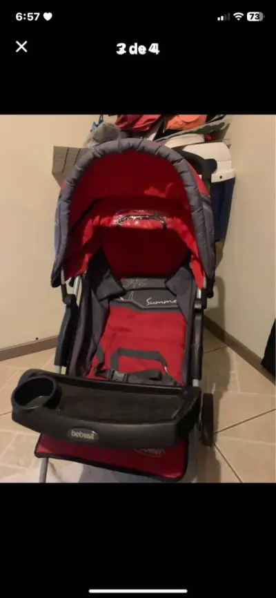 Coche de bebé rojo Bebesit - miniatura 1
