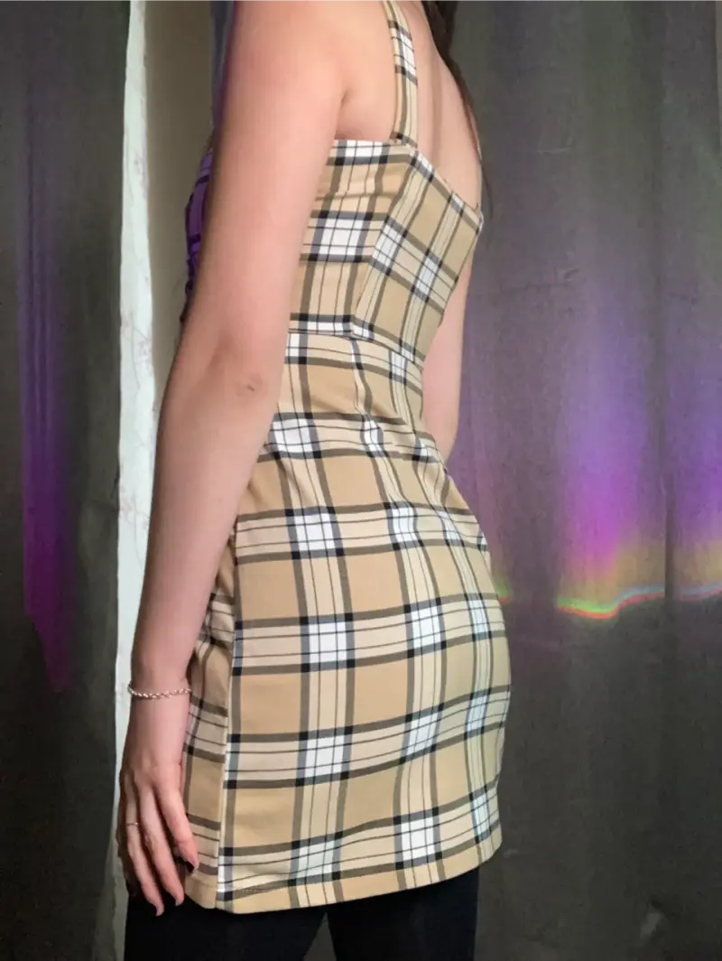 Vestido mini cuadrillé/escocés beige H&M - 3