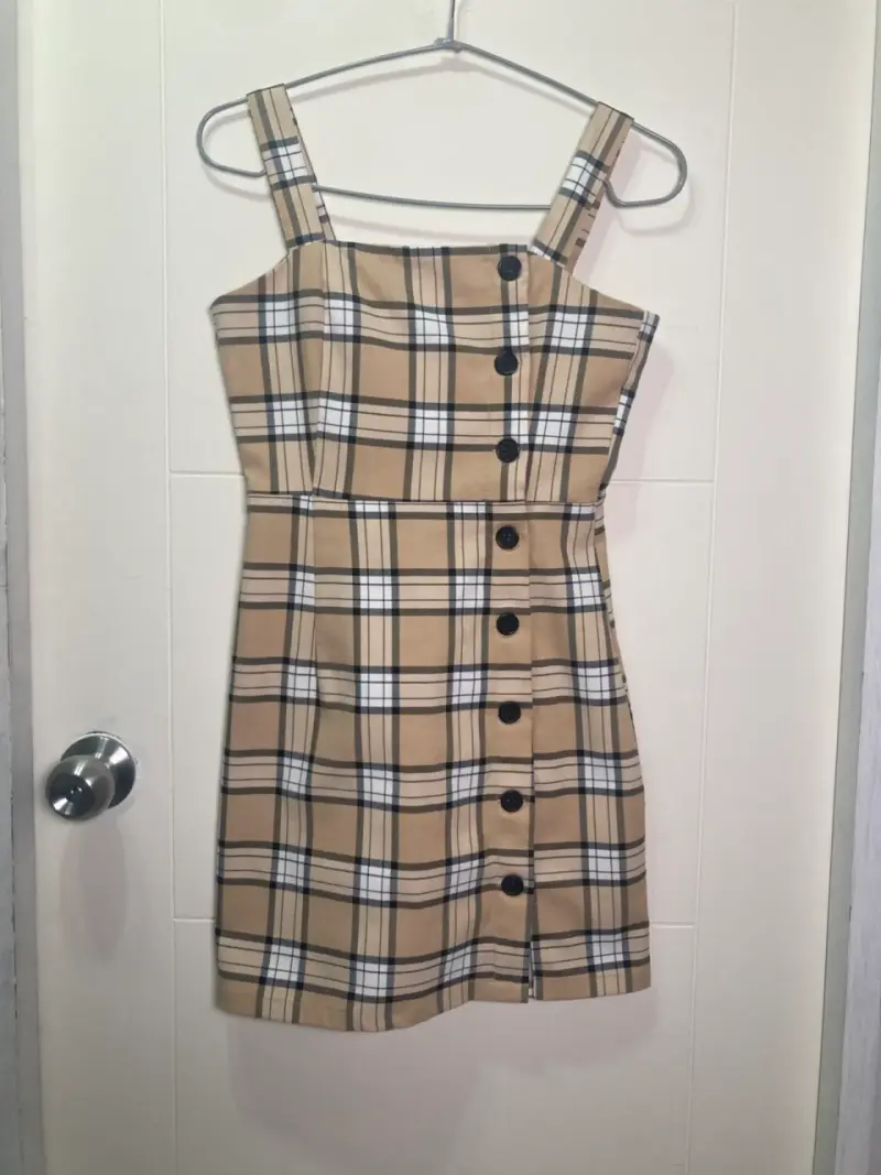 Vestido mini cuadrillé/escocés beige H&M - 4