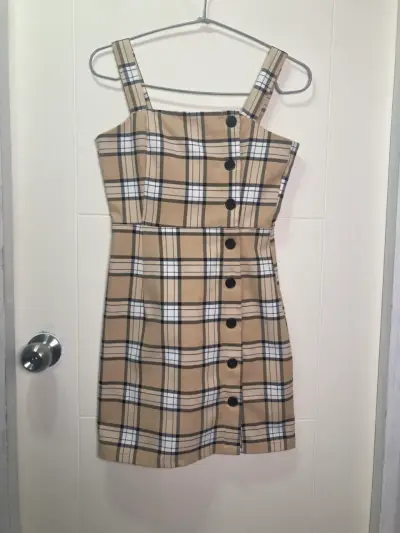 Vestido mini cuadrillé/escocés beige H&M - miniatura 4