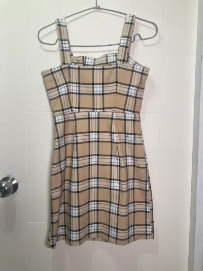 Vestido mini cuadrillé/escocés beige H&M - miniatura 5