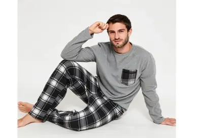 Pijama hombre gris con bolsillo talla L - miniatura 1