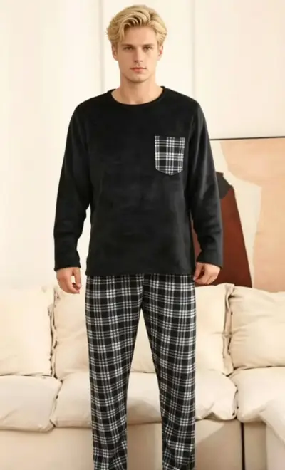 Pijama para hombre gris oscuro talla L - miniatura 1