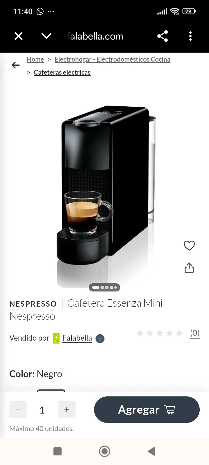 Cafetera Nespresso Essenza Mini negra - 1