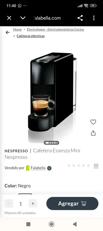 Cafetera Nespresso Essenza Mini negra - miniatura 1