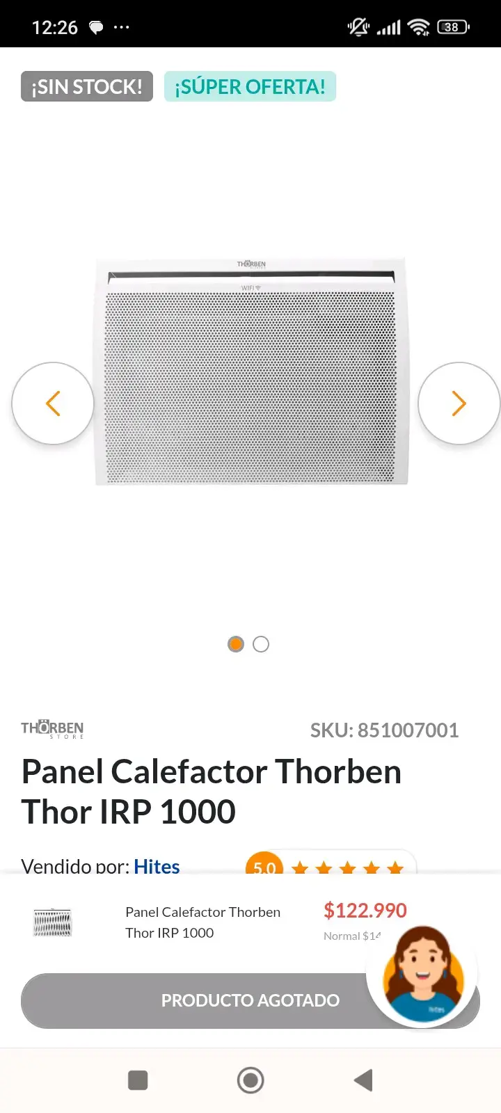 Panel Calefactor Thorben Thor IRP 1000 - 1