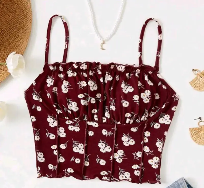 Top floral burdeo mujer