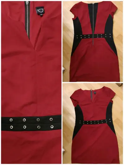 Vestido rojo y negro ajustado - miniatura 3