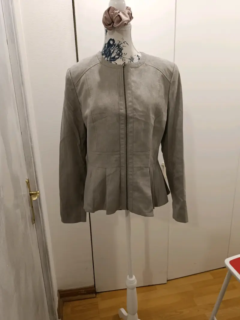 Chaqueta efecto gamuzada con cierre - 1